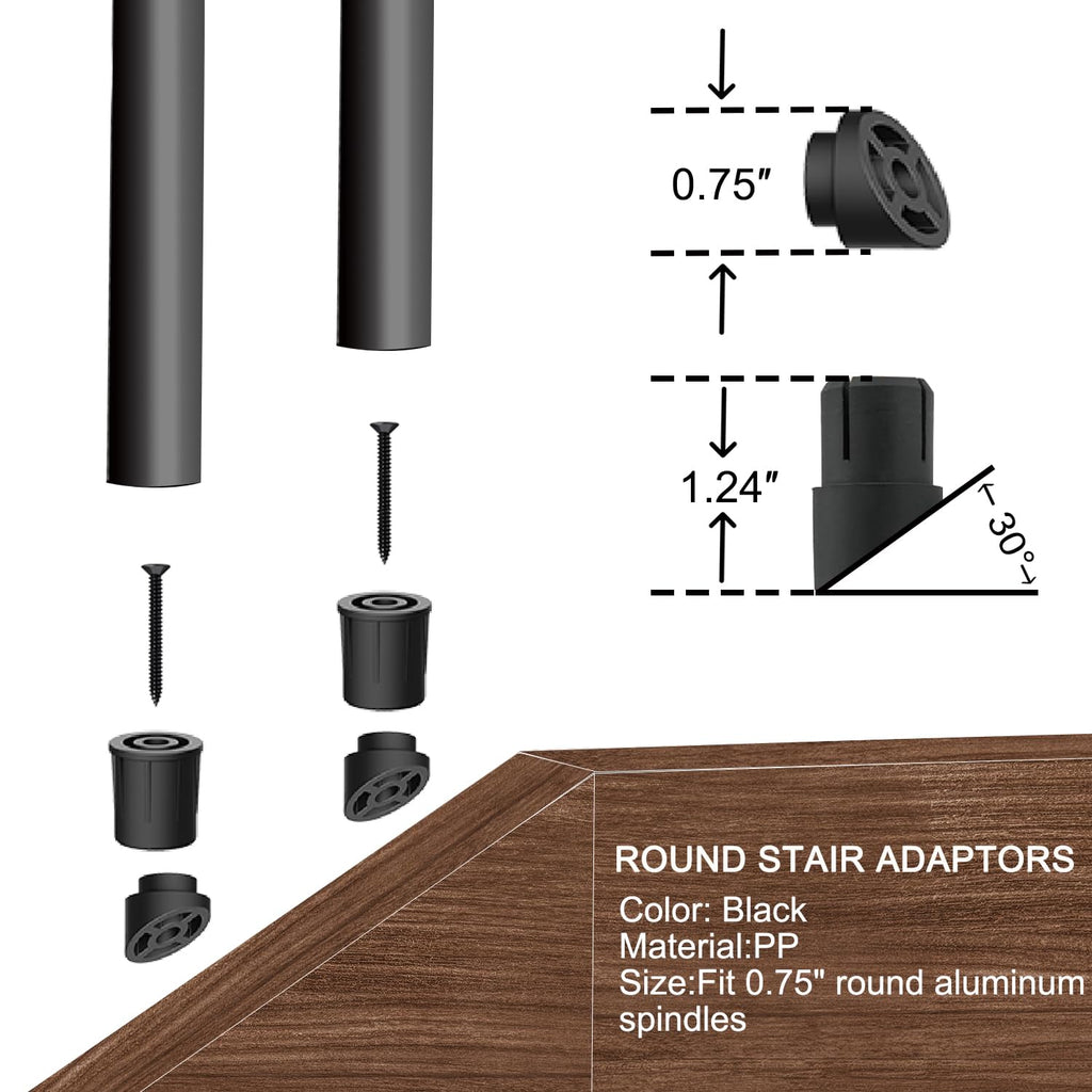 105 Pack 36" Aluminum Deck Balusters, 3/4" Round Railing Spindles with Connectors and Screw, Hollow Metal Balusters