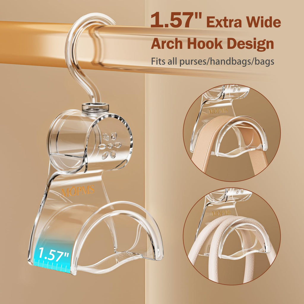 3 Pieces Clear Purse Hanger Closet, Durable Luxury Bag Hangers Hooks
