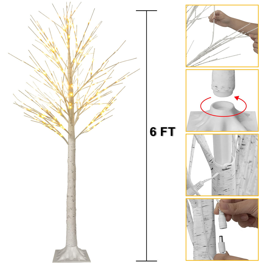6 FT 144 LED Lighted Birch Tree