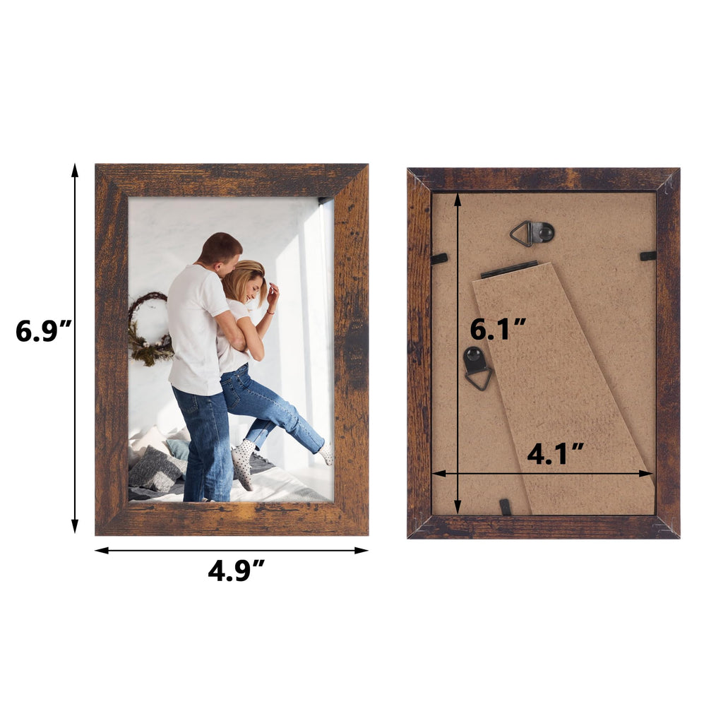 4x6 Picture Frame Set of 15, Rustic Brown Wood Photo Frame 4 by 6 for Wall or Tabletop Display