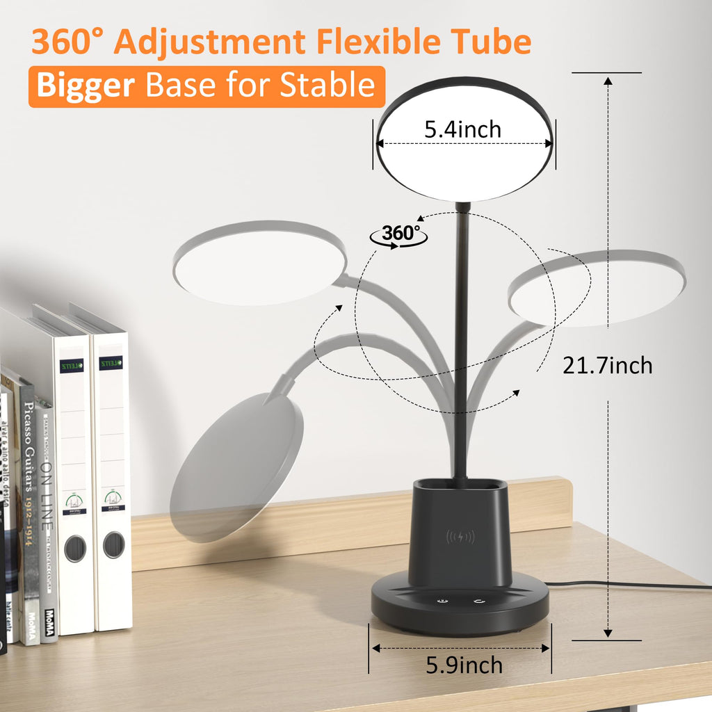 LED Desk Lamp with Wireless Charger, Black
