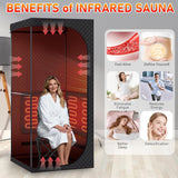 Sauna Box for Detoxification and Relaxation, Portable Far Infrared Sauna Tent with Red Light Therapy and Folding Chair