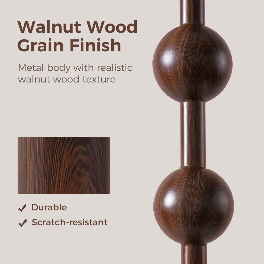62" Farmhouse Floor Lamp with Remote, Dimmable Standing Lamp, Walnut Grain