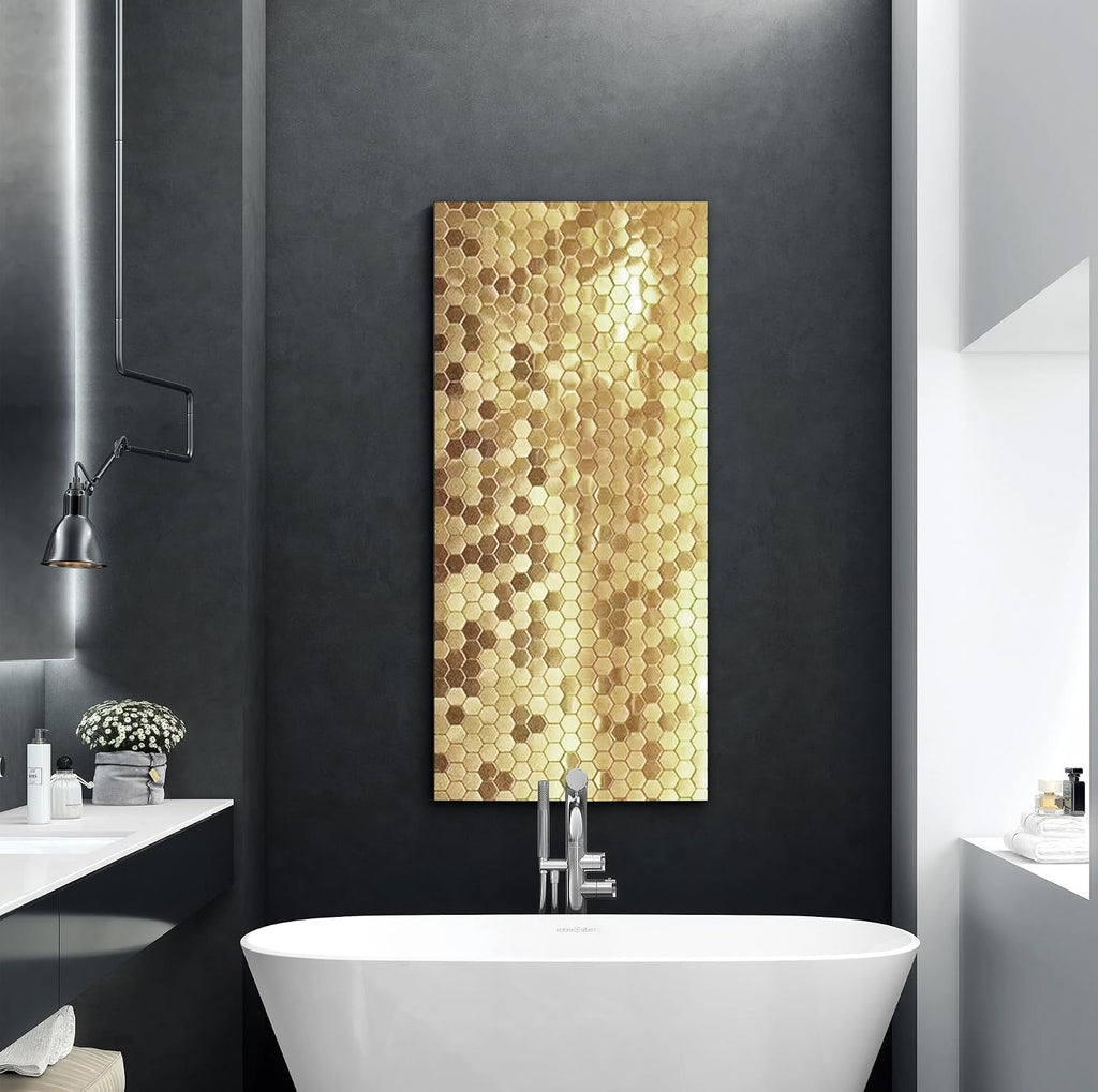 Hexagon Gold Backsplash Metal Mosaic Tile Stainless Steel Brushed/Shiny Kitchen Bathroom Backsplash Shower Floor Wall