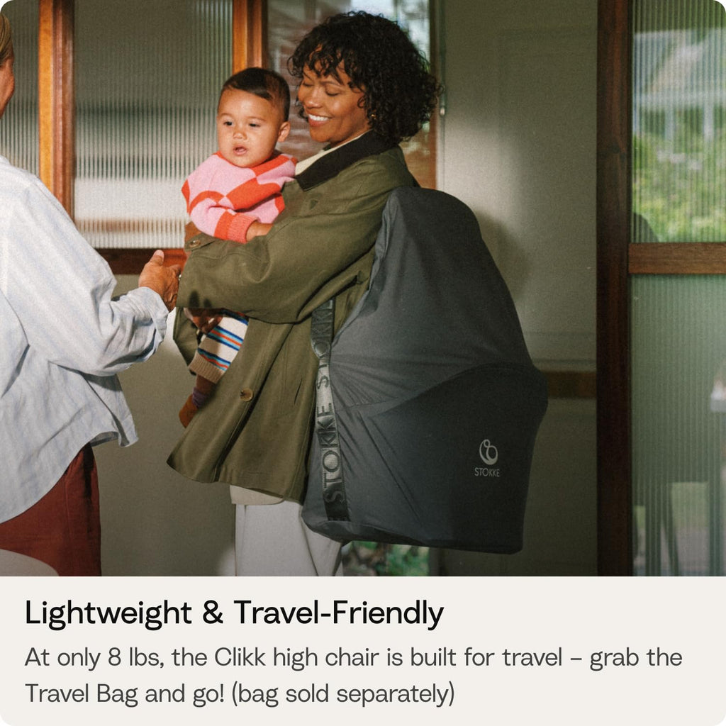 Clikk High Chair, Fjord Blue - All-in-One High Chair with Tray + Harness - Light, Durable & Travel Friendly