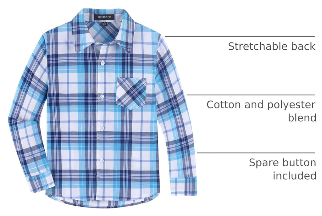 Boys Plaid Shirts Long Sleeve Casual Woven Button Down Shirts