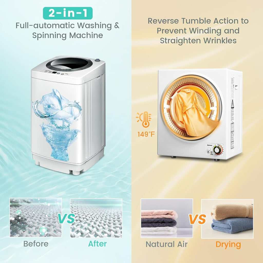 Washer and Dryer Combo Set, 8Lbs Capacity Portable Washing Machine with 6 Wash Programs and 1.5 Cu.Ft. Tumble Laundry