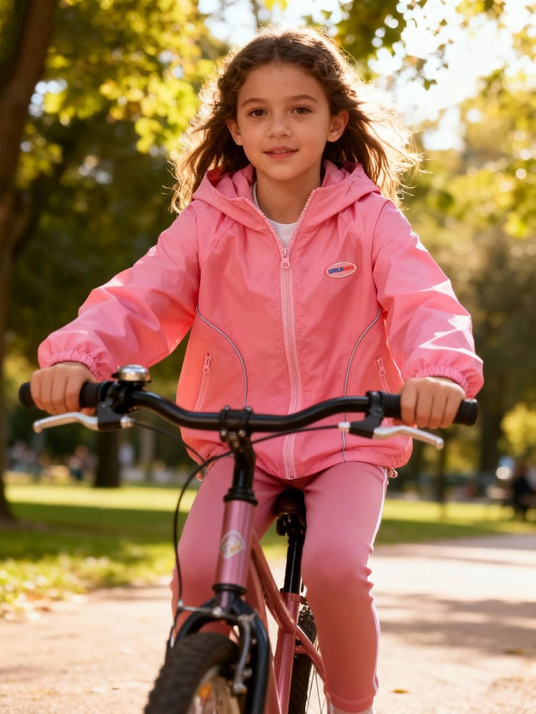 Lightweight Jacket for Girls Kid Teen Waterproof Windbreaker Hooded Rain Coats with Pockets