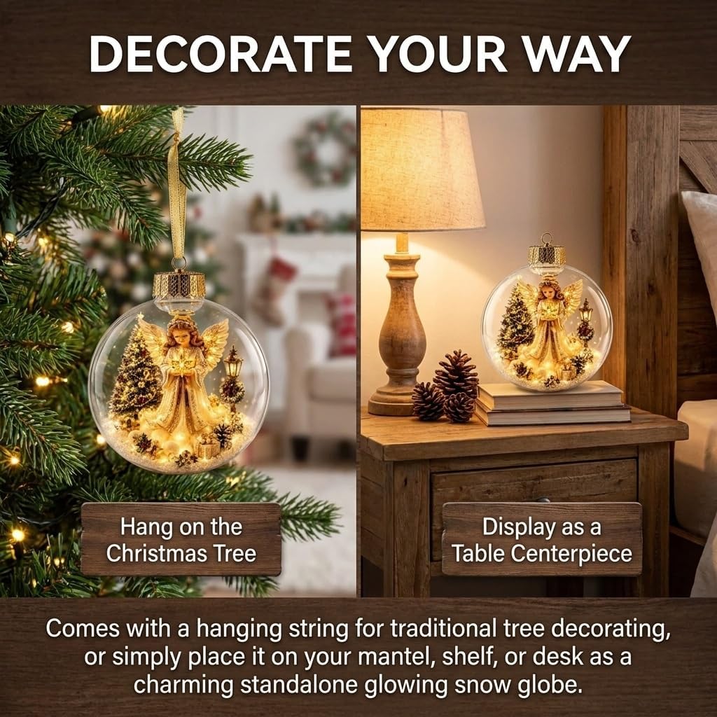 Glowing Christmas Ornament Ball with LED Light, 8 cm Clear