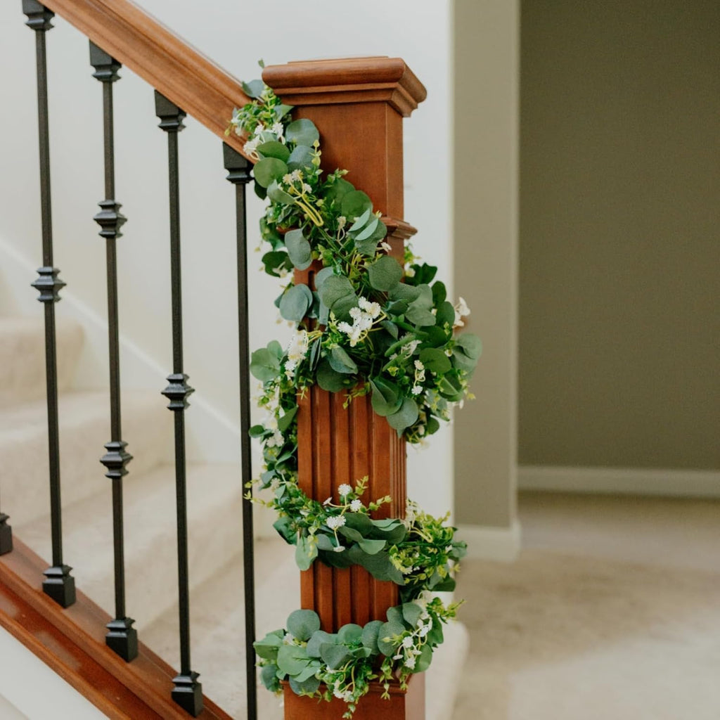 Eucalyptus Garland,Artificial Eucalyptus Leaves Table Greenery Garland Wreath Vines for Wedding Party Table - Set of 4