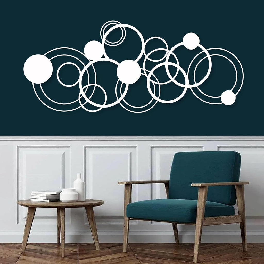 Abstract Circles Metal Wall Art, Geometrical Metal Wall Decor, Gold Circle Decorations, Circular Geometric Artwork