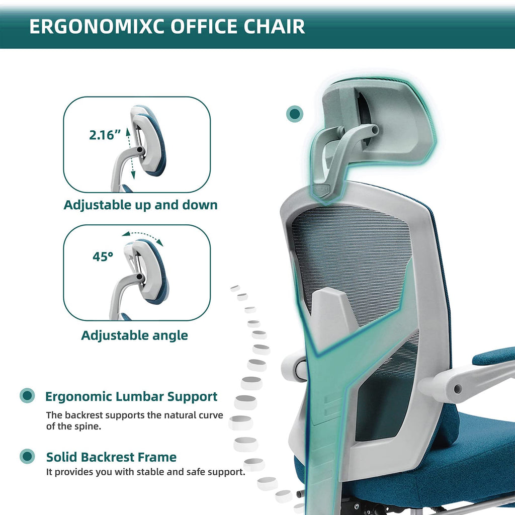Ergonomic Gaming Chair with Footrest, Mesh Computer Office Chair