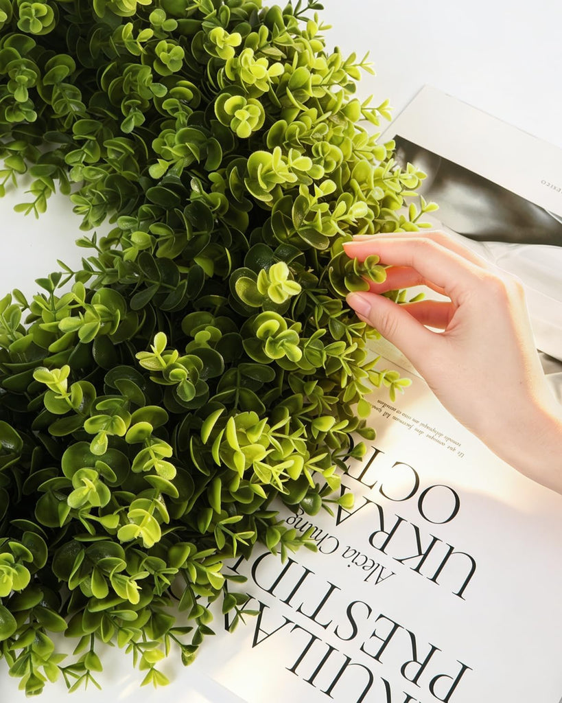 24in Boxwood Wreath for Front Door,Green Wreaths,Greenery Summer Wreath for All Season,Farmhouse, Outdoor, Porch