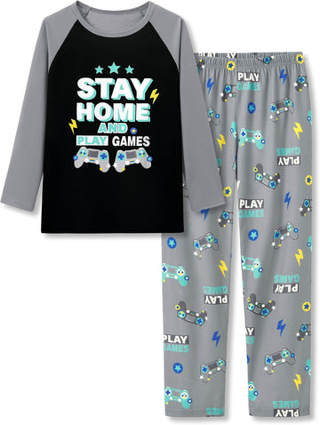Boys Trendy Graphic Long Sleeves & Pants Winter Pajamas
