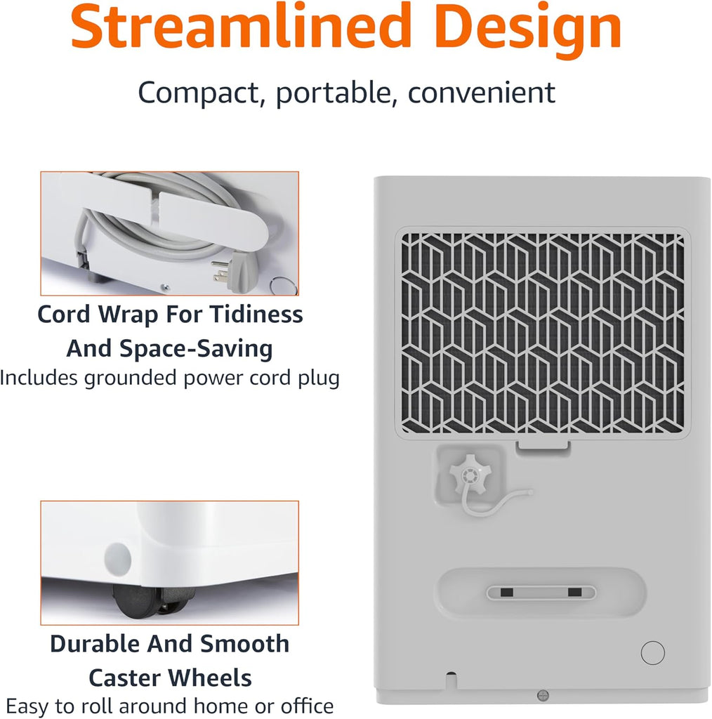 35-Pint Large Dehumidifier for Home, Humidity Control, Auto-Defrost, Timer, Overflow Protection