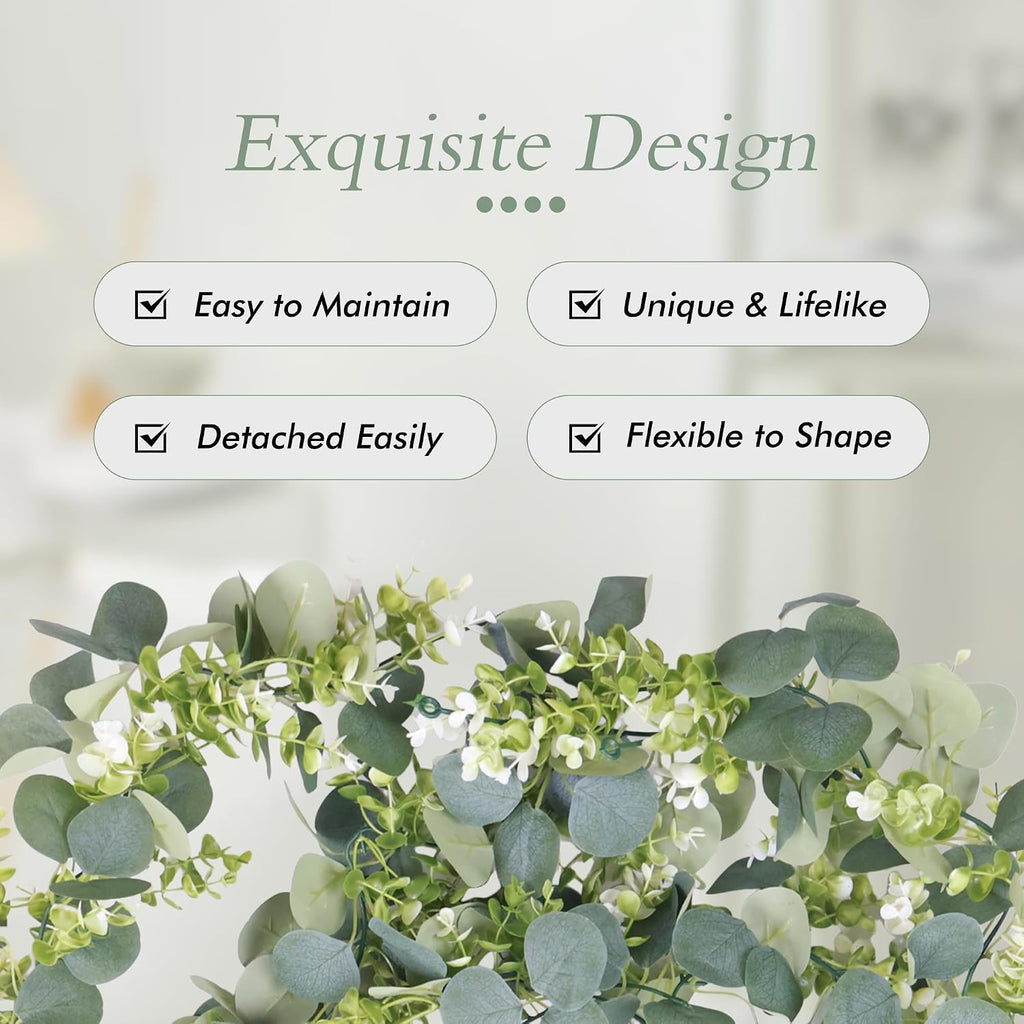 Eucalyptus Garland 6 FT Lush Artificial Greenery Faux Vines - Set of 2