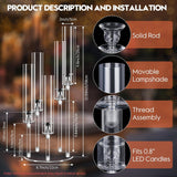 2 Set 5 Arm Acrylic Candle Holder, Mjkeomo 22'' Tall Candelabra Centerpieces for Tables, Candlesticks Holder with