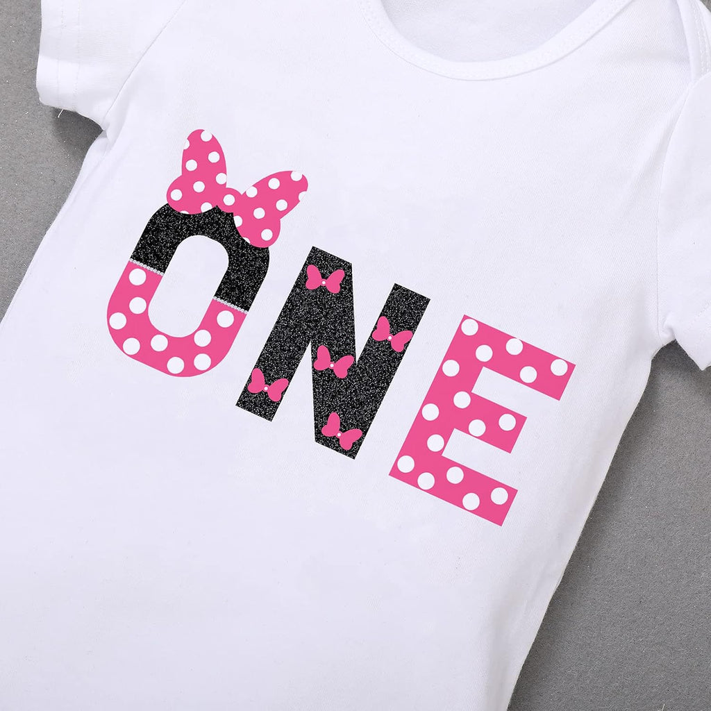 Baby Girls Half 1st 2nd 3rd Birthday Cake Smash Outfit Romper Top Mini Polka Dots Tutu Skirt Mouse Ears Headband Set
