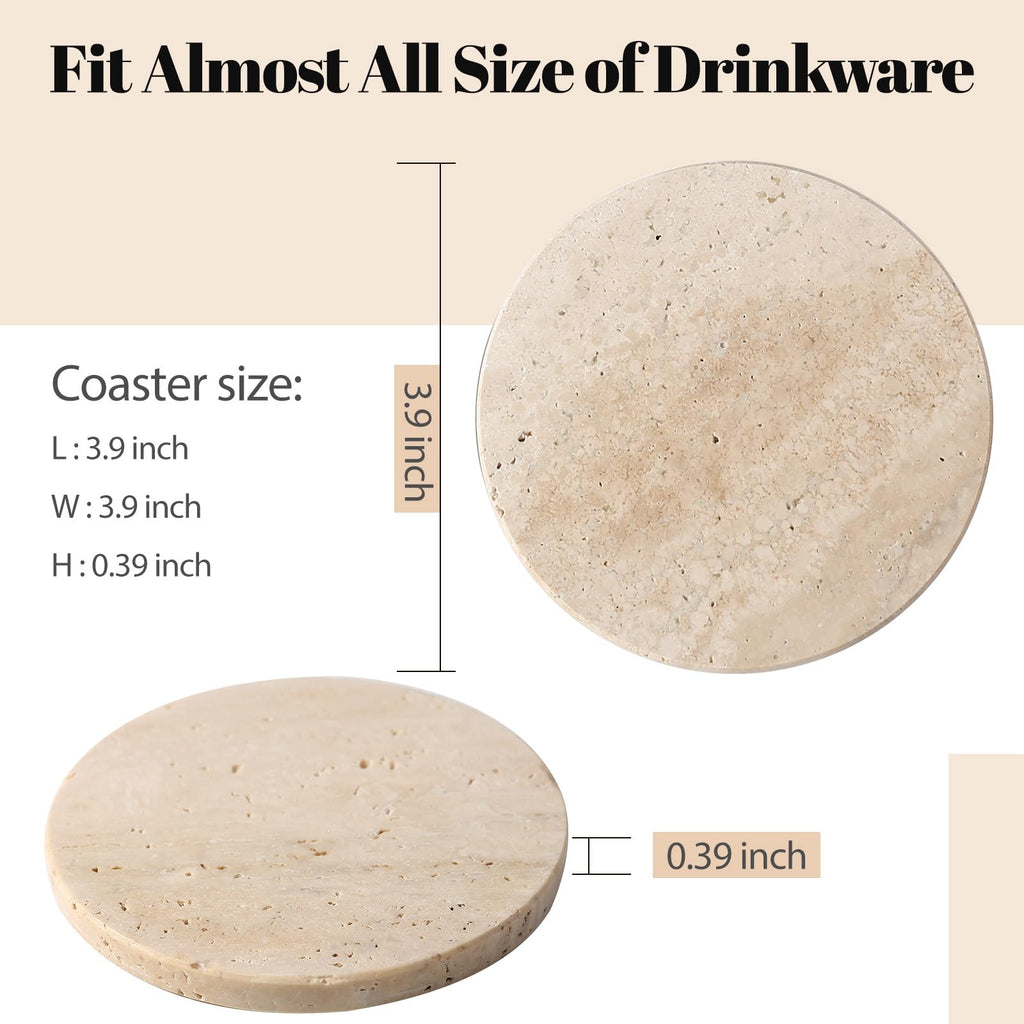 Travertine Marble Coasters Decor, Marble Coasters Set of 6