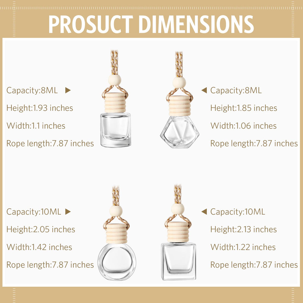 100 Pcs Car Diffuser Bottles Empty Bulk with Wood Cap, Various, Clear