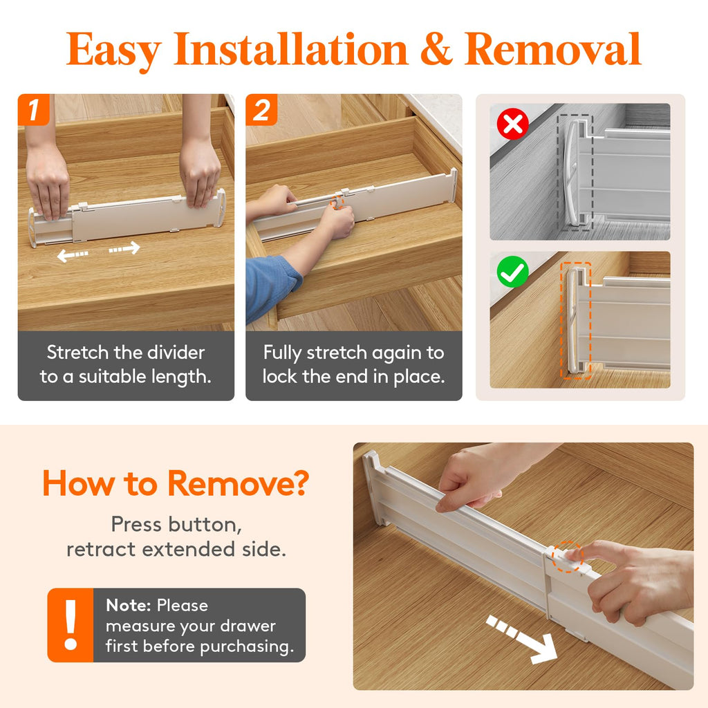 5 Pack 4" High Drawer Dividers, Adjustable Drawer Organizer Clothes