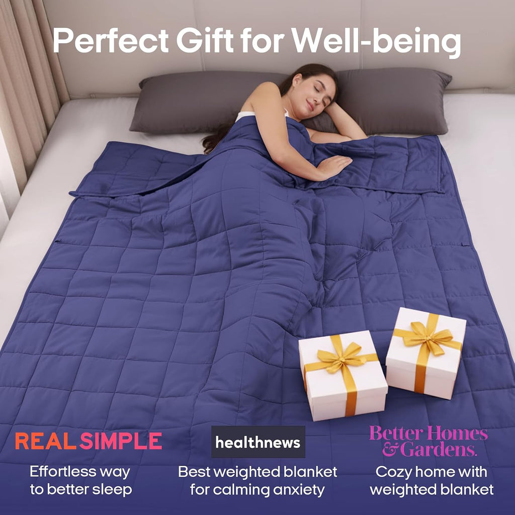 Weighted Blanket for Adults (80"x87", 20lbs, Dusk Blue) | King Size High Breathability Cooling Heavy Blanket, Soft