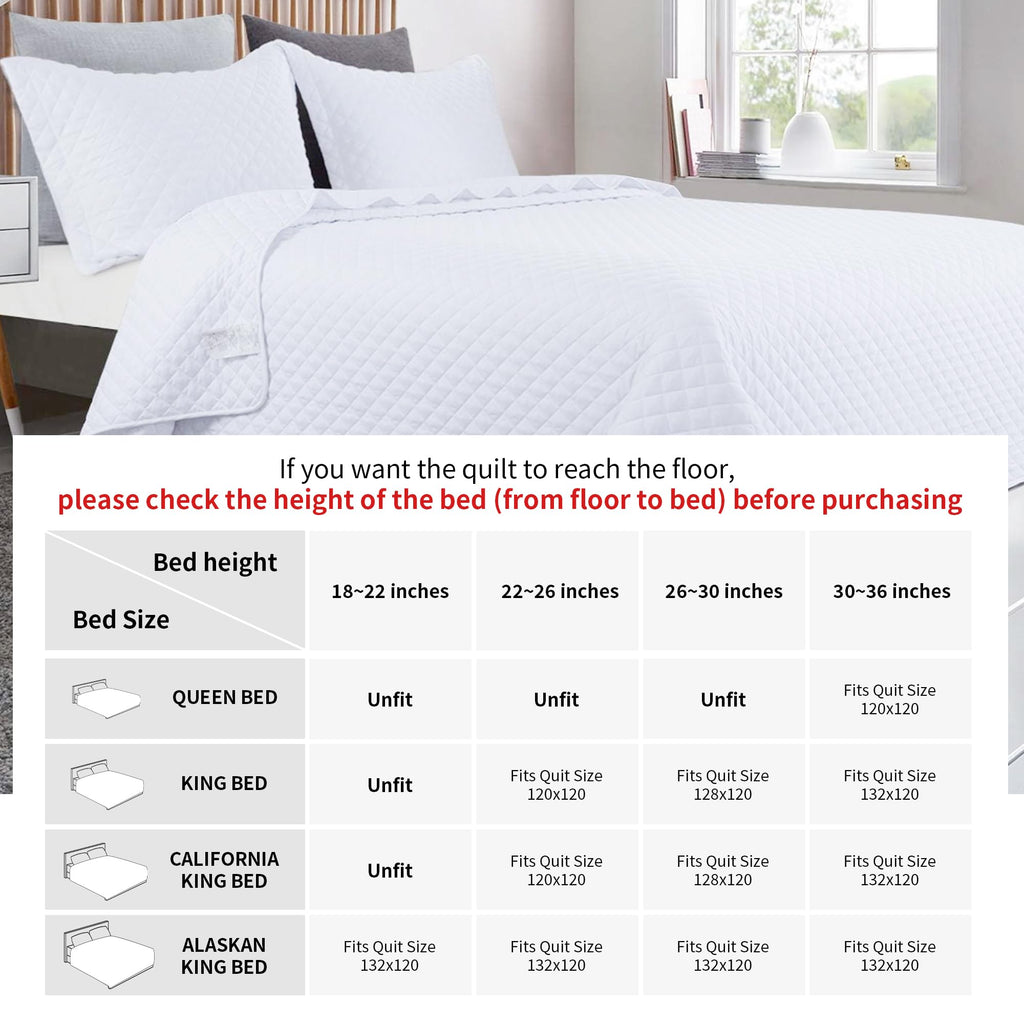 3 Piece Oversized King Quilt Set Bedspread 120x132 Reversible Lightweight Coverlet Alaskan Summer Comforter Set