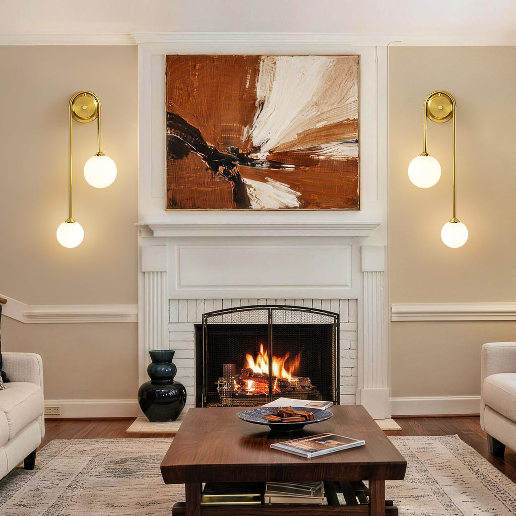 Globe Wall Sconce, Double Hanging Ball Sconce, Modern Indoor Sconces