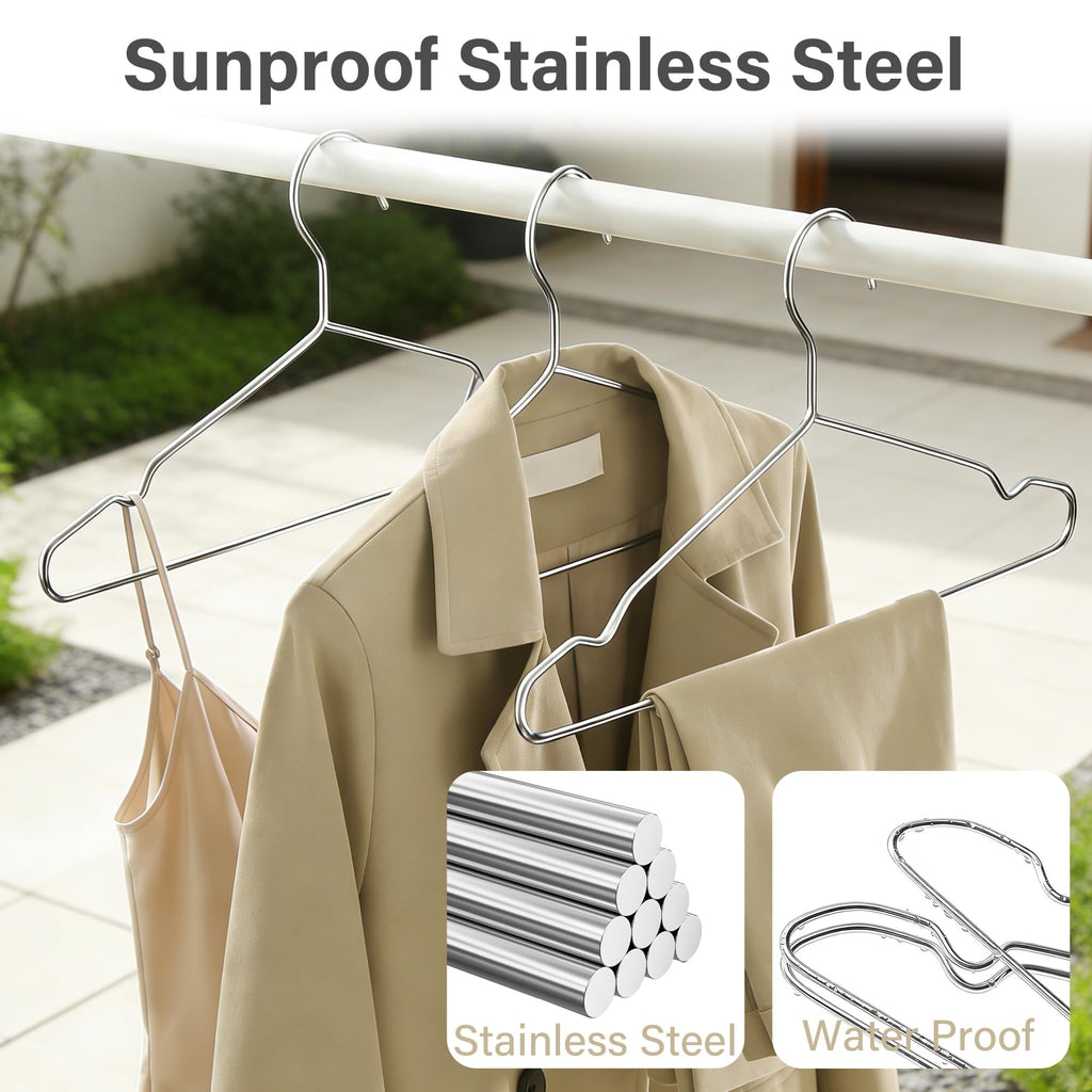 Coat Hanger, 40 Pack Metal Wire Hangers for Clothes, Stainless Steel, Heavy Duty, Ultra Thin, Space Saving, 16.5 Inch