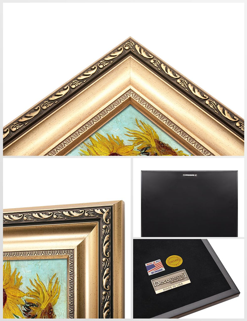 Vincent Van Gogh Wall Art Framed, Twelve Sunflowers, 26x22''