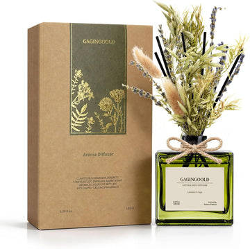 Reed Diffuser, 6.1 oz Lavender & Sage Scent Diffuser with Sticks & Dried Flowers, 120 Days Long Lasting diffusers