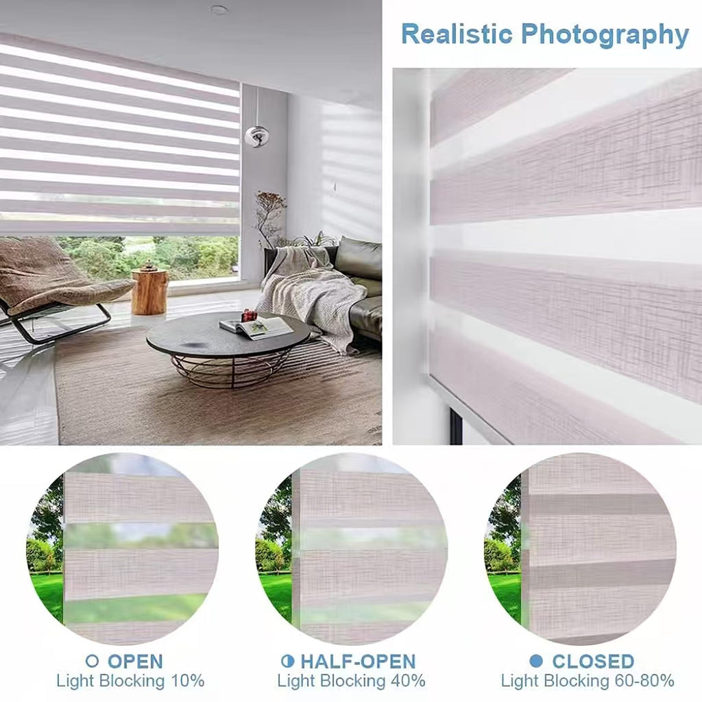 Smart Motorized Zebra Shades with Alexa (Jacquard-Bean Paste)