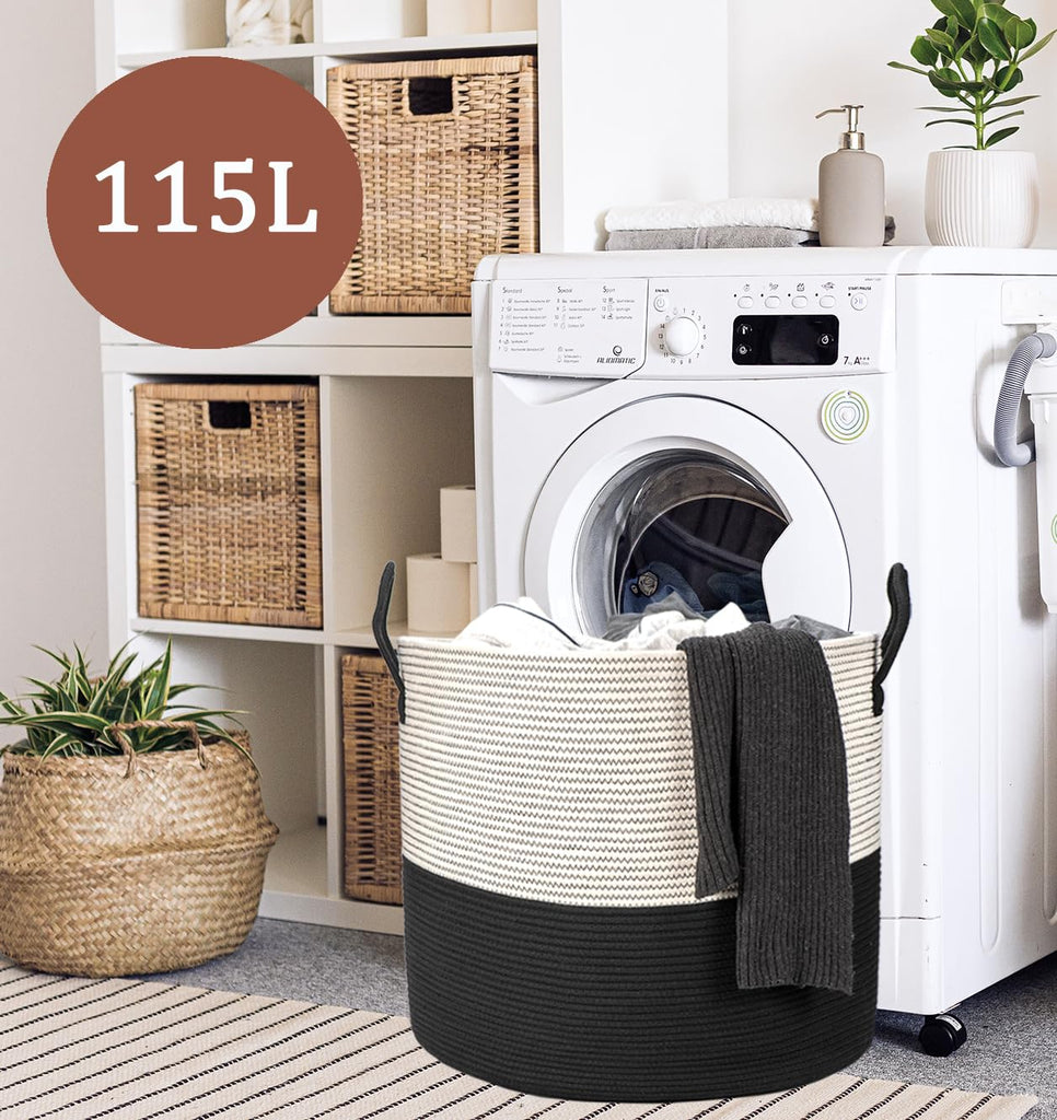 21" x 18"Extra Large storage baskets, Eco-friendly rope baskets with lid, blanket basket living room with lid, hampers