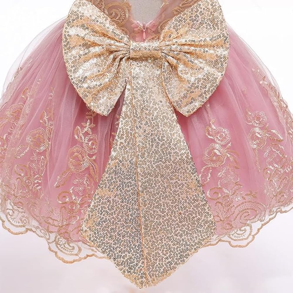 Baby Girls Ruffle Lace Bowknot Flower Dress for Pageant Party Wedding