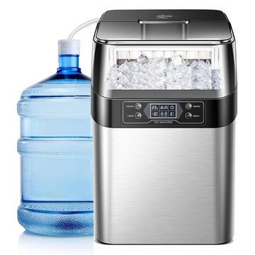 Ice Maker Countertop, 2 Ways to Add Water, 33lbs/24Hrs, 24 Pcs Ready in 13 Mins, Auto-Cleaning Portable Ice Maker