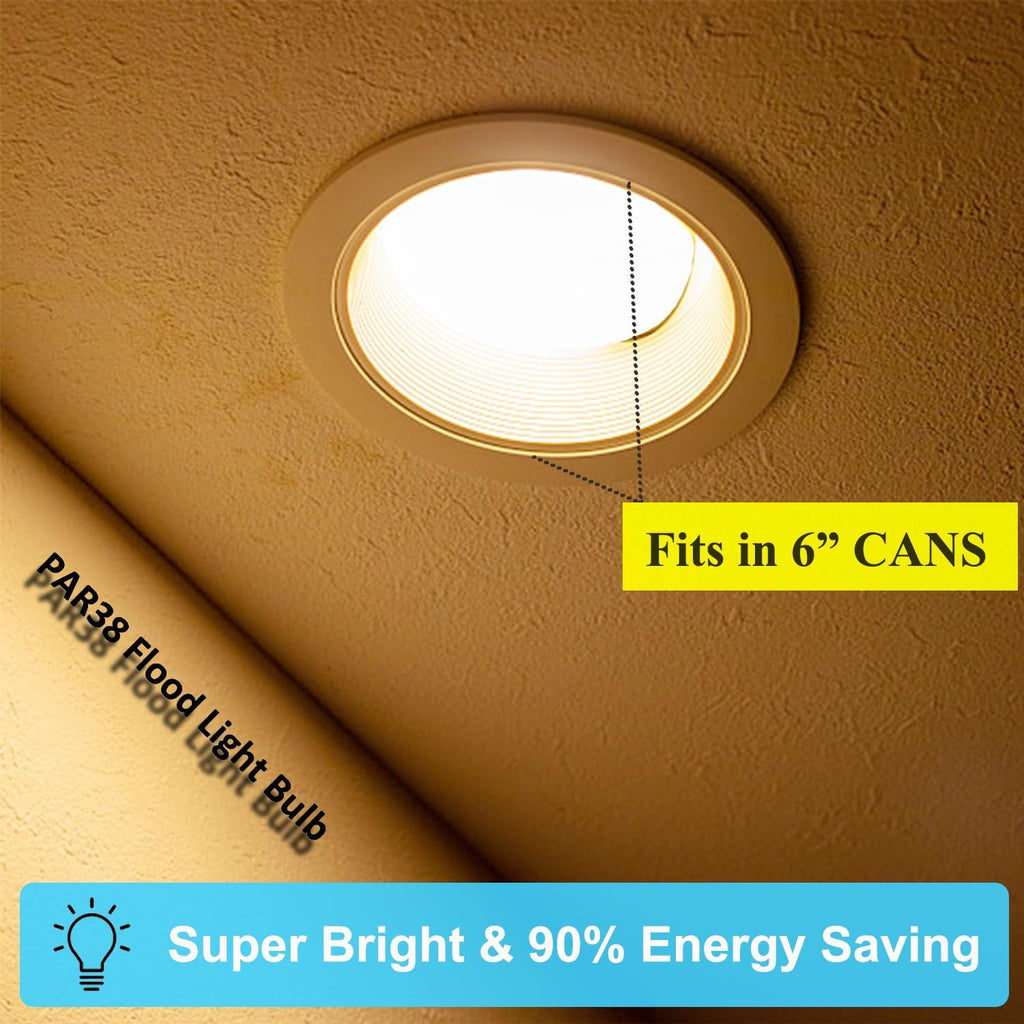 Flood Light Bulbs PAR38, 3 Color Temperature,Outdoor/Indoor E26 Base 2 Pack