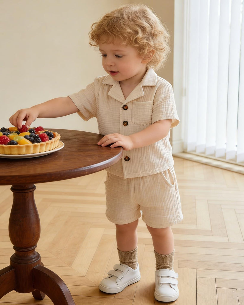 Toddler Baby Boy Summer Outfit Set Cuban Shirt Shorts