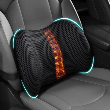Lumbar Support Pillow for Car, Memory Foam Car Seat Back Support Pillow for Driving, Back Cushion with Strap for Pain