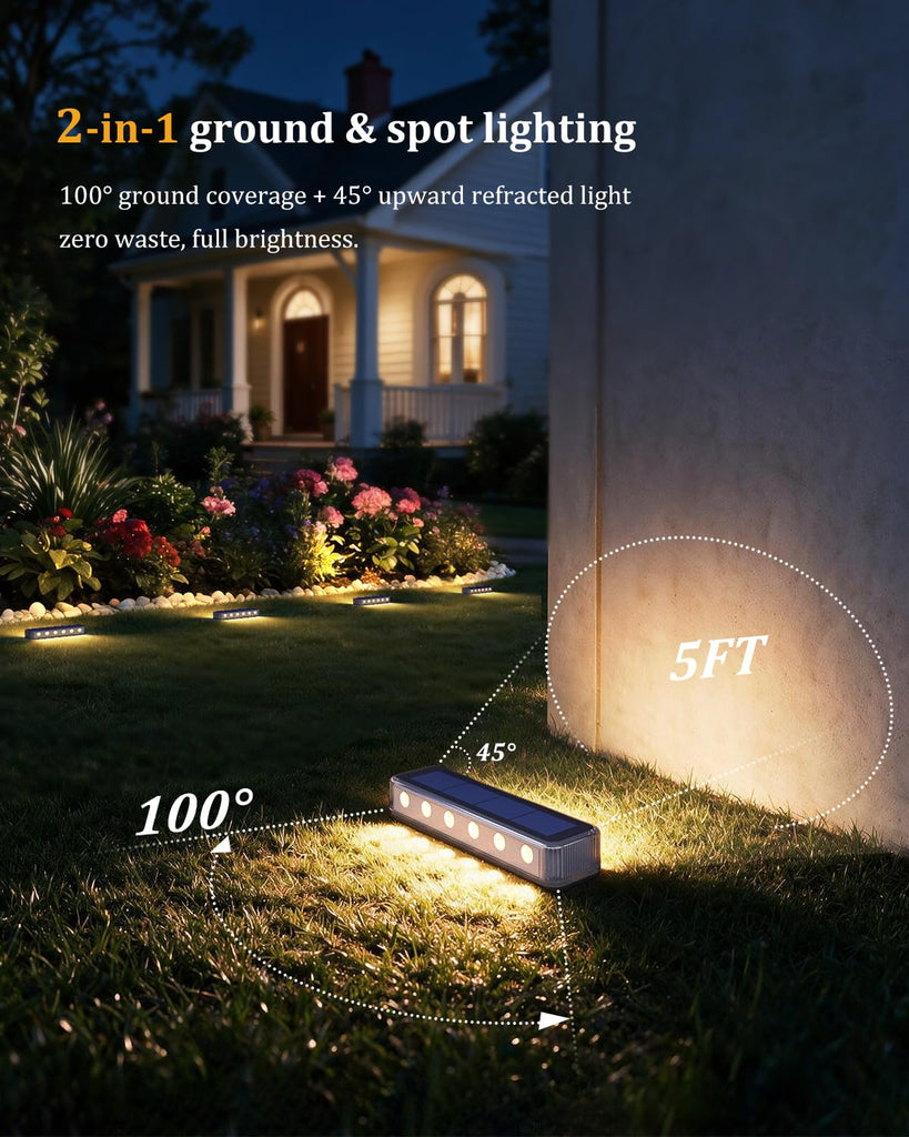 Solar Step Deck Lights Outdoor IP68 Waterproof Stick on 4 Pack Warm White