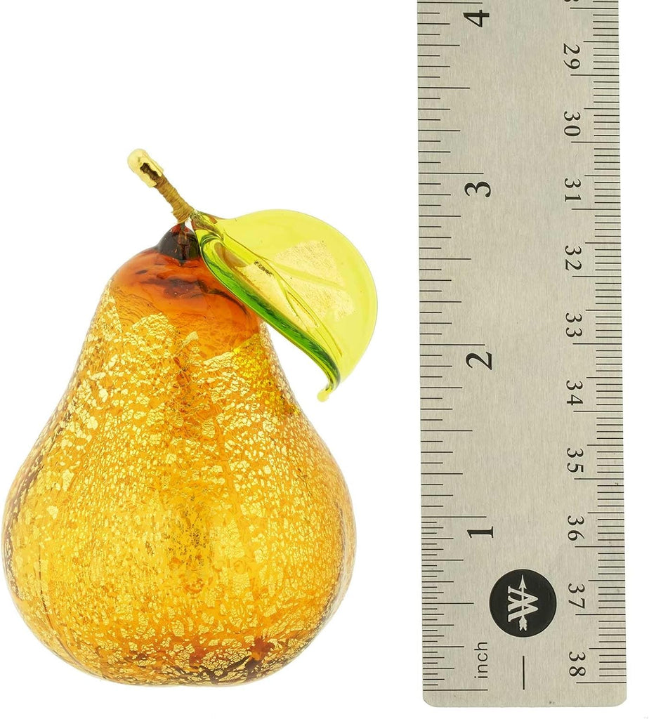 Pear Golden Brown Fruit Collectible Figurine Dining Room Home Decoration. Blown Glass Italian Gift