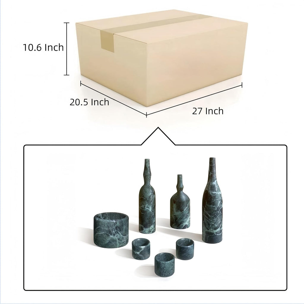 Diamond Green Natural Marble Living Room Decor Set Luxury 7-Piece Home Accessories Kit with Real Marble Candle