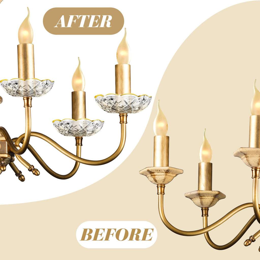 6 Pcs Chandelier Bobeche Cups 4-Hole Crystal Replacement, Gold