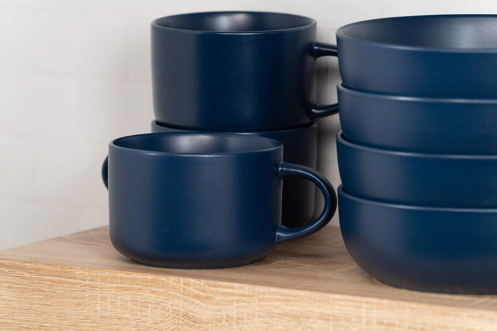 Wazee Matte Coupe Dinnerware Set, 16 pc, Midnight Blue