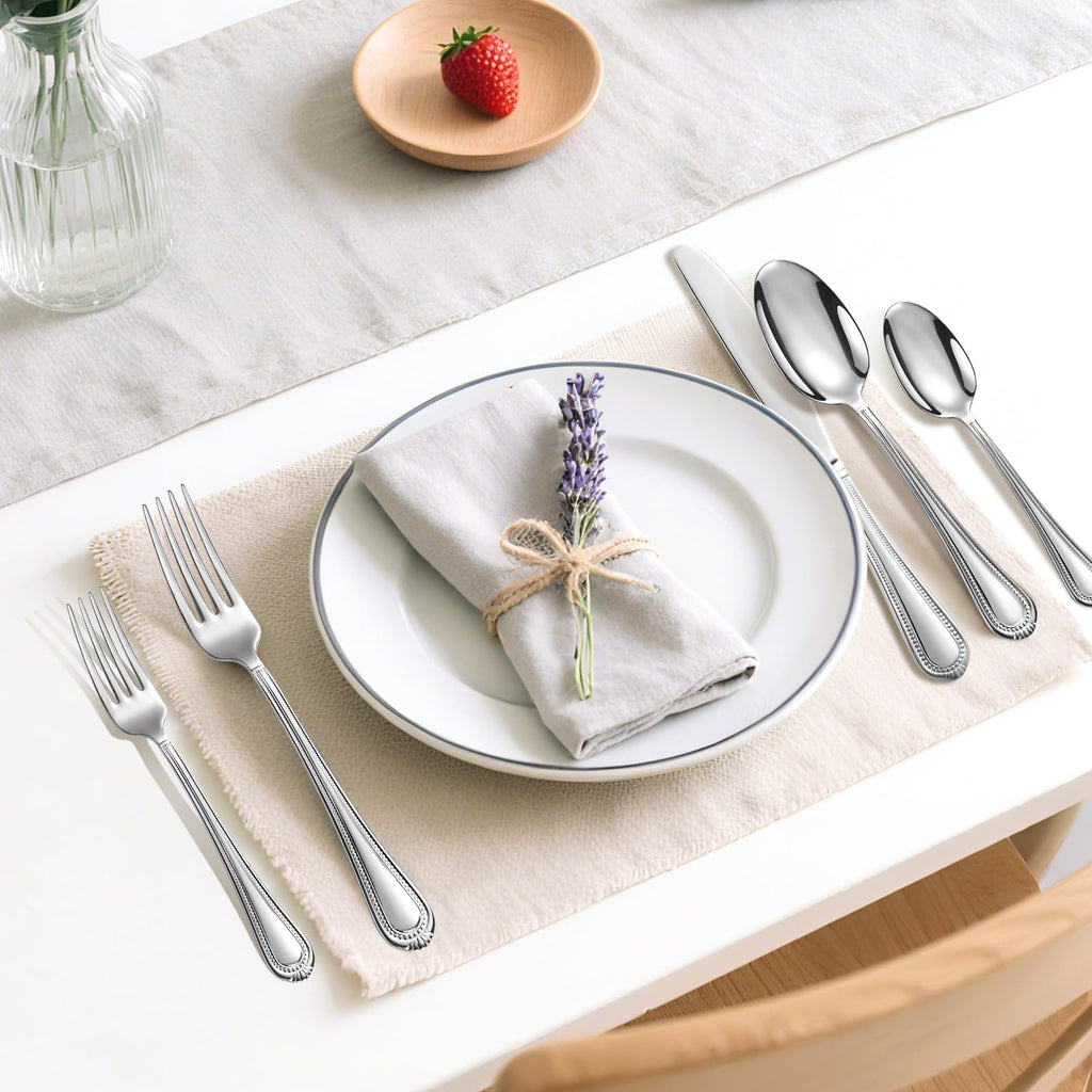 Silverware Set for 6, 30-Piece 18/10 Stainless Steel Flatware Set, Mirror Polished Modern Cutlery Set include Fork