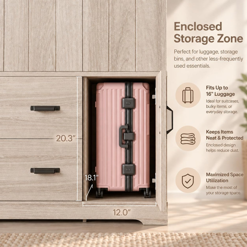 70" Freestanding Wardrobe Closet (Natural Oak)
