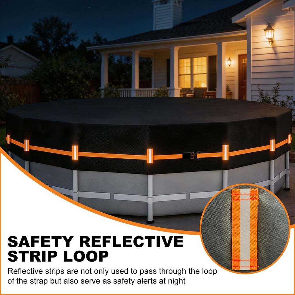 15FT Round Pool Cover Thicker Solar Pool Covers for Above Ground Pools | 600D Polyester Oxford,Tear