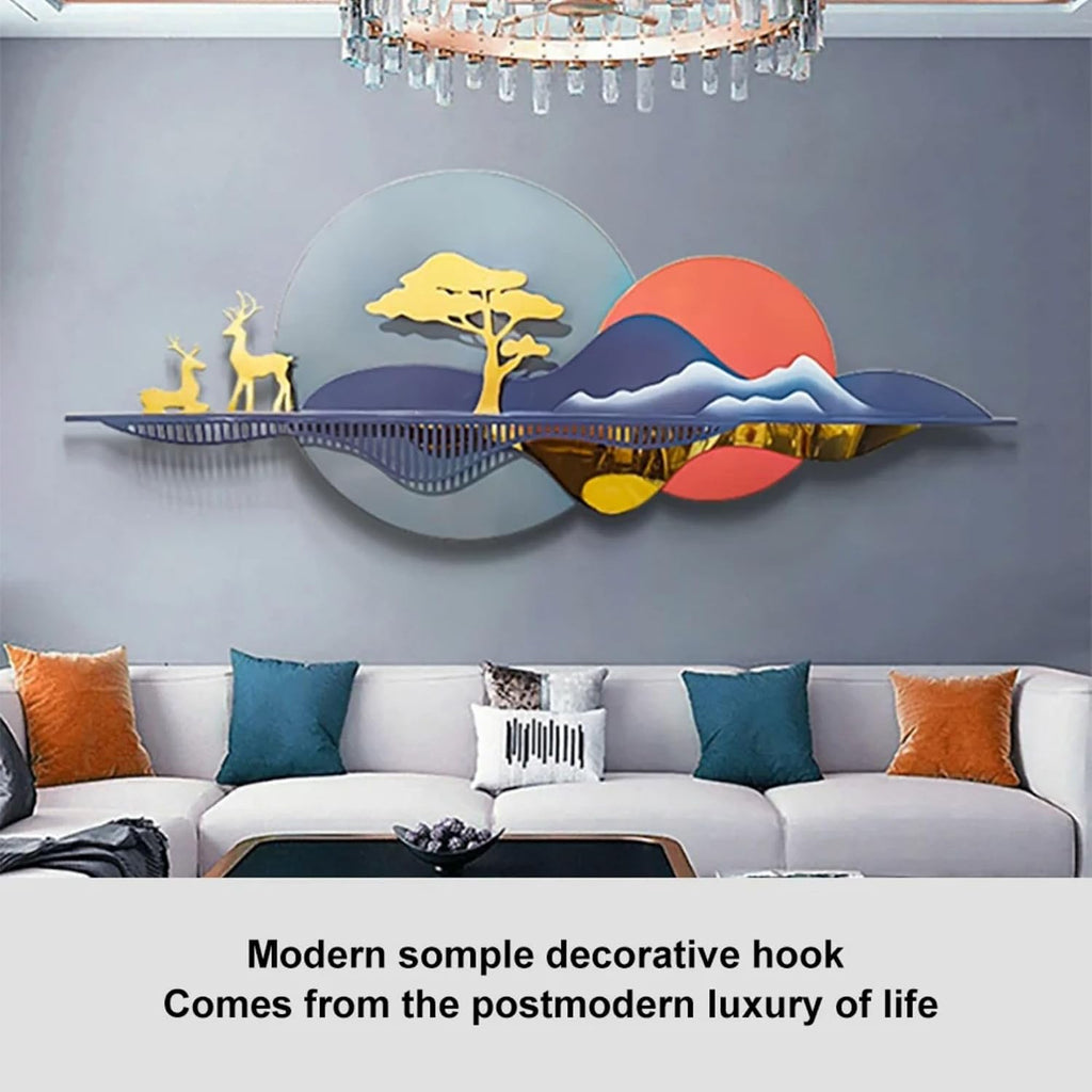 59" Metal Wall Art, Modern 3D Nature Landscape Wall Decor, Large Abstract Metal Wall Sculpture, Hallway & Office
