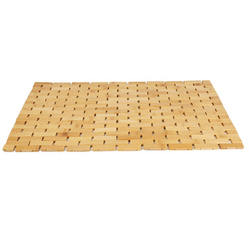 Roll-Up Bamboo Bath Mat with Grip Pads, Brown
