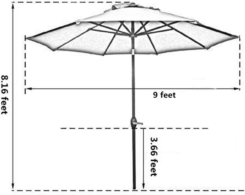 9' Patio Umbrella Outdoor Table Umbrella with 8 Sturdy Ribs (Dark Green)