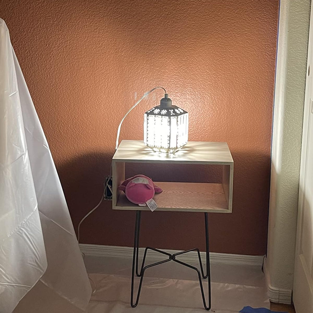 Boho Hanging Lamp Plug in, Rustic White Crystal Swag Lamp, Pendant Light Plug in 16.4 FT Cord Dimmable, Corner